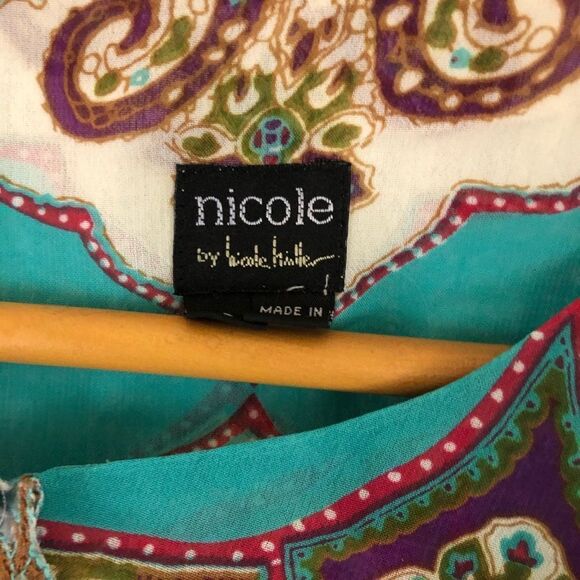 Nicole By Nicole Miller printed short sleeve blouse size 8 - Picture 5 of 6